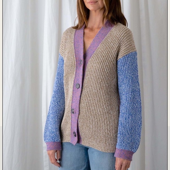 Closed Color-Block Rib Knit V-Neck Cardigan - Size XS - Picture 7 of 8